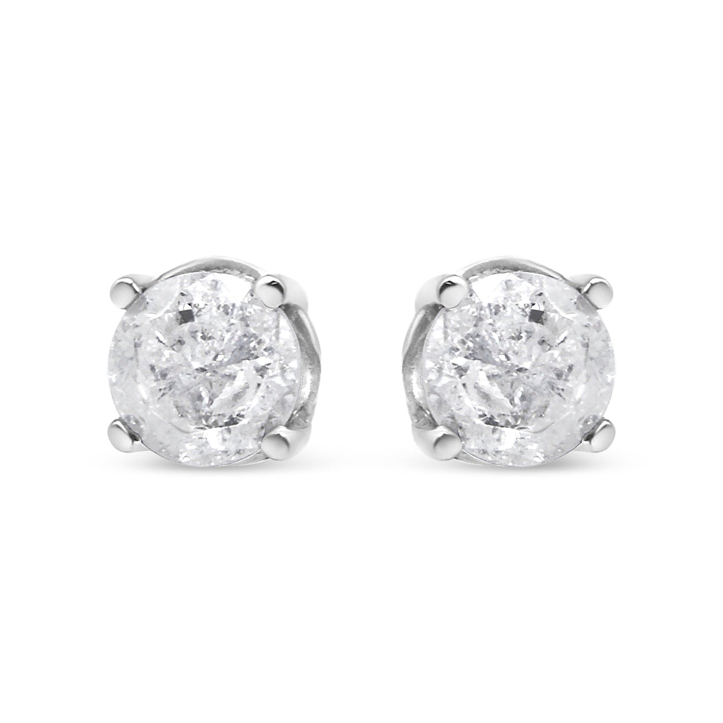 Pendientes clásicos de tuerca de oro blanco de 14K con diamante cultivado de 3/4 Cttw y 4 puntas (color F-G, claridad VS2-SI1)