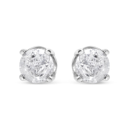 Pendientes clásicos de tuerca de oro blanco de 14K con diamante cultivado de 3/4 Cttw y 4 puntas (color F-G, claridad VS2-SI1)