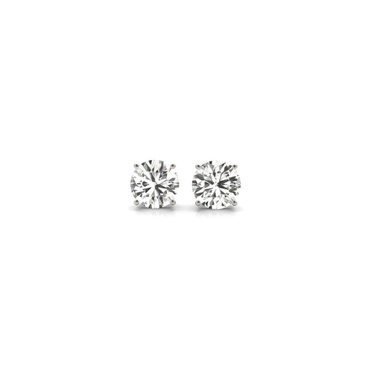 Pendientes de tuerca de diamante redondo cultivado en laboratorio IGI de 1 quilate (peso total) con certificación, oro blanco de 14 quilates (G/VS2)