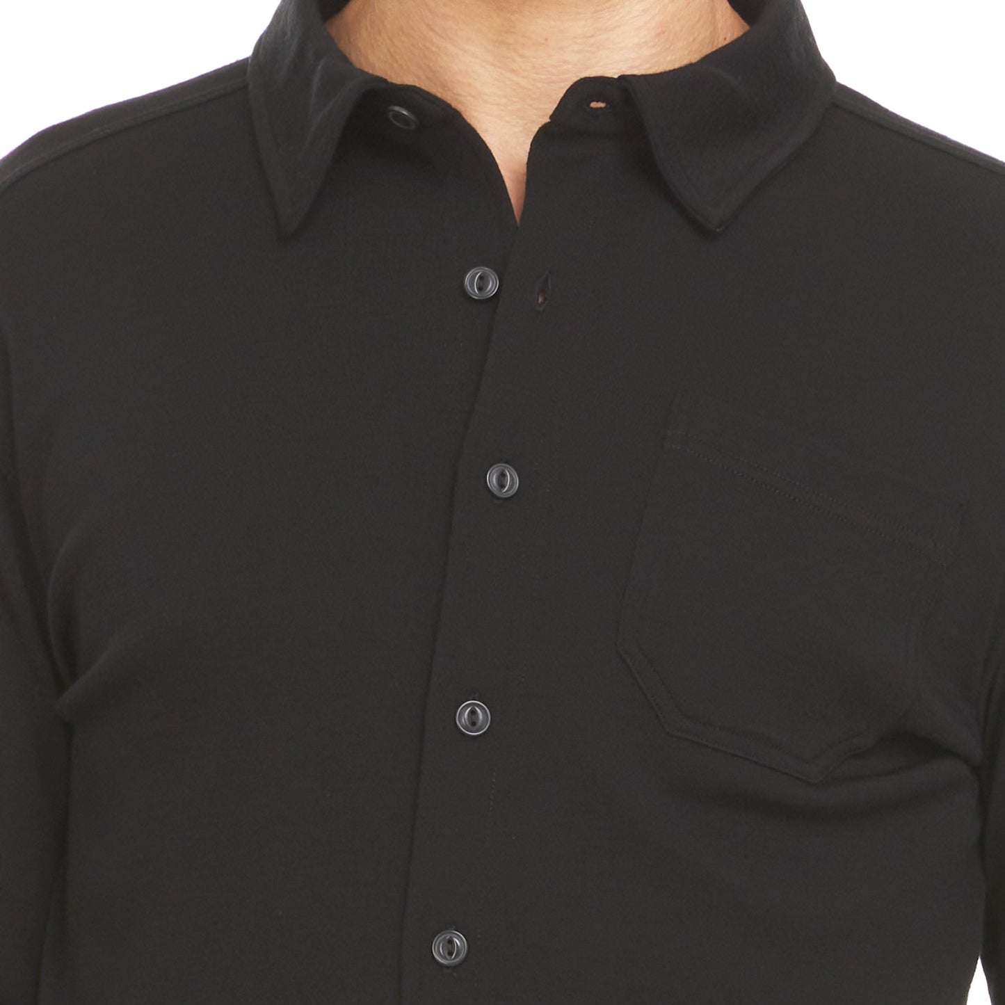 Camisa con botones de 100% lana merino para hombre - Peso medio