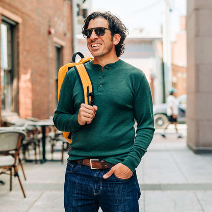 Midweight - Men's Long Sleeve Henley 100% Merino Wool - My Men's Shop