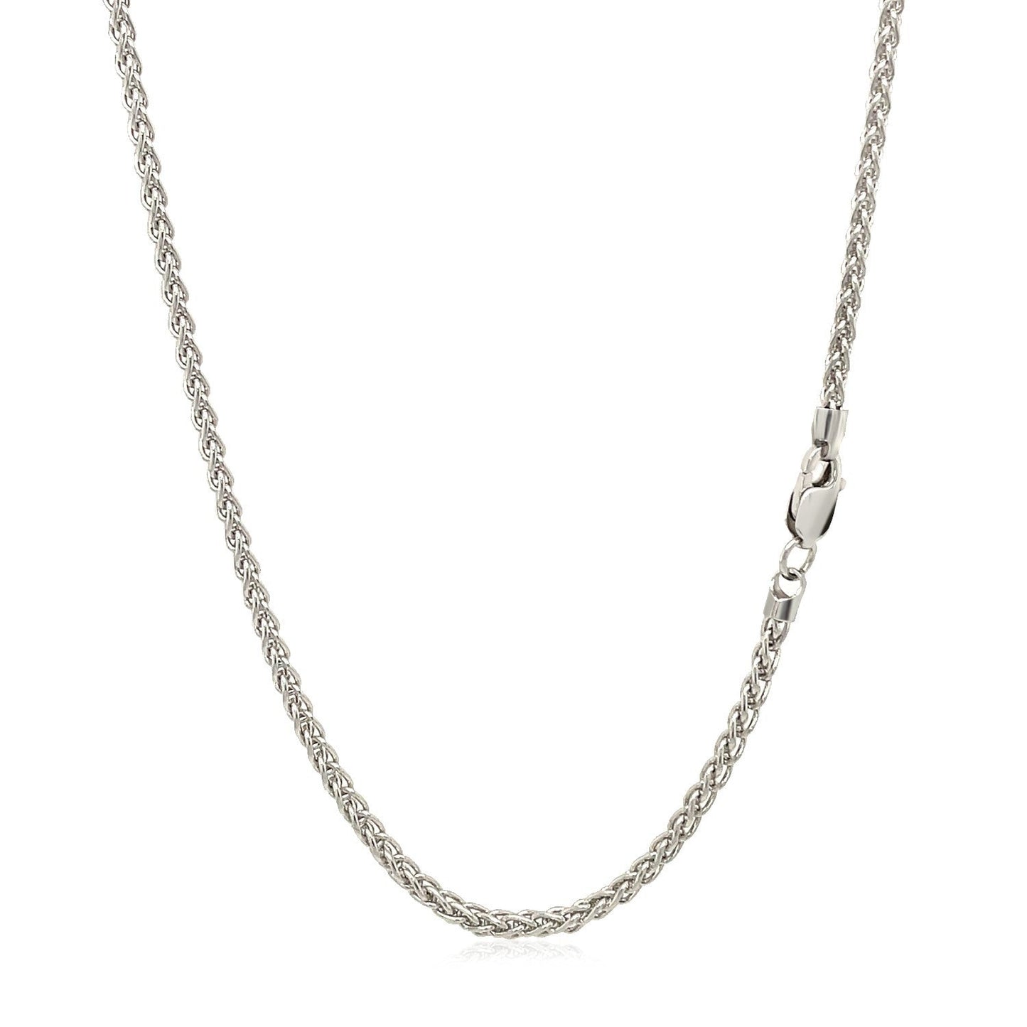 Cadena de trigo redonda de oro blanco de 14k de 2.1mm
