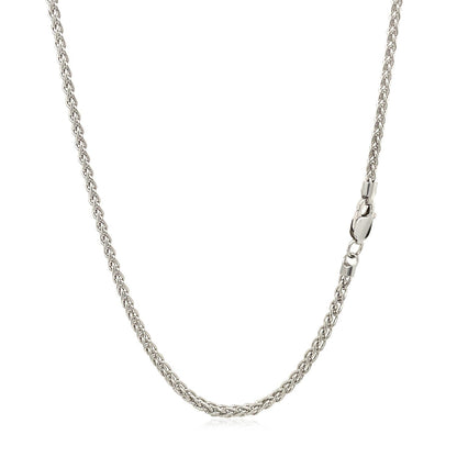 Cadena de trigo redonda de oro blanco de 14k de 2.1mm