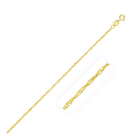 Cadena Singapur de oro amarillo de 10k y 1,5mm