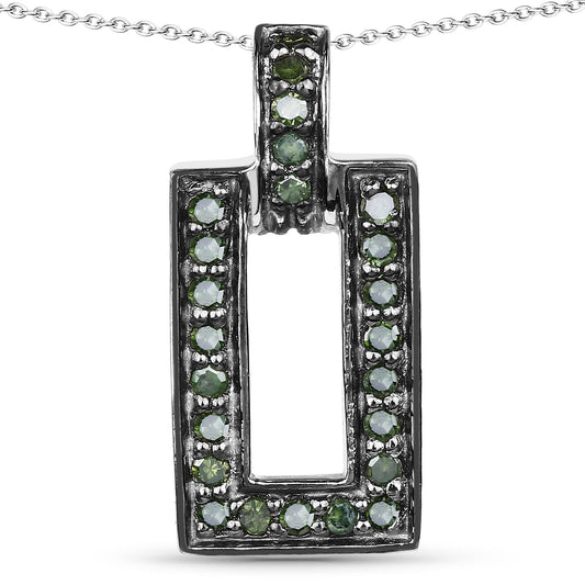 Colgante de plata de ley .925 con diamante verde auténtico de 0,36 quilates
