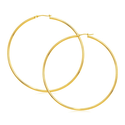 Pendientes de aro grandes pulidos de oro amarillo de 14k