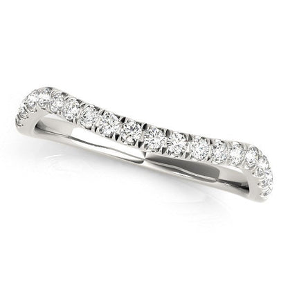 Anillo de boda con diamante de diseño curvo en oro blanco de 14k (1/4 quilates en total)