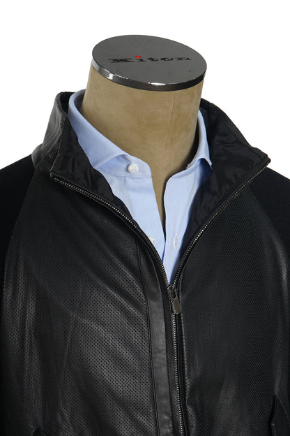Manrico Cashmere Zip-Up Leather Panel Jacket
