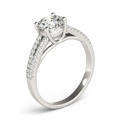 Anillo de compromiso con diamante redondo de oro blanco de 14k y brazo dividido (1 1/8 ct. p.t.)