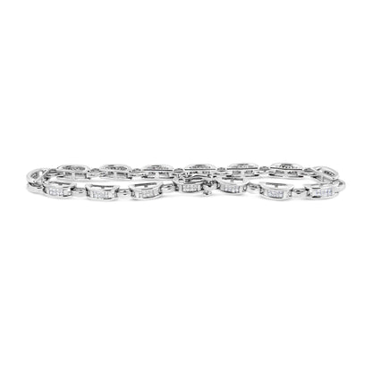14K White Gold 1.00 Cttw Princess-Cut Diamond Link Bracelet (I-J Color, I1-I2 Clarity) - Size 7.25
