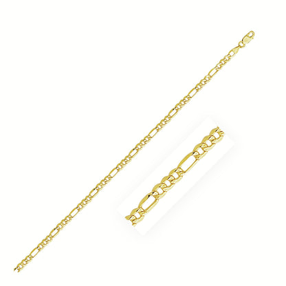 Cadena Figaro Lite de oro amarillo de 10k de 2.8mm