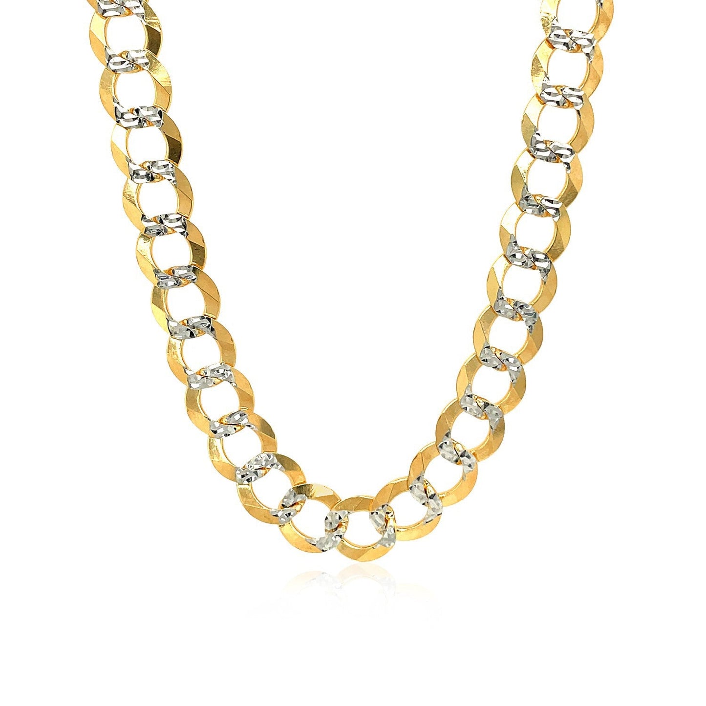 Cadena Pave Curb de oro bicolor de 14k y 8,2 mm