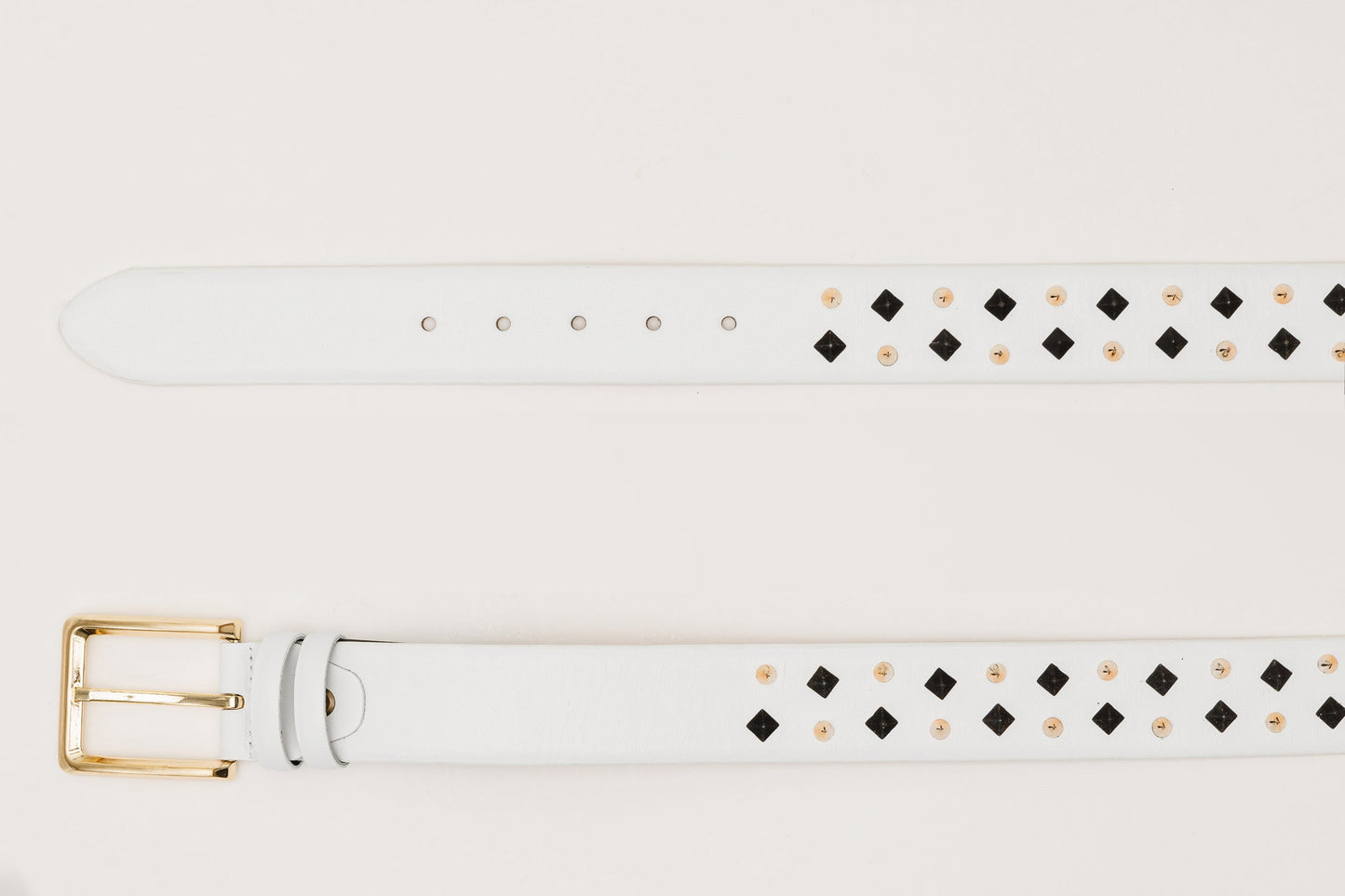 The Infanta White Spike Leather Belt