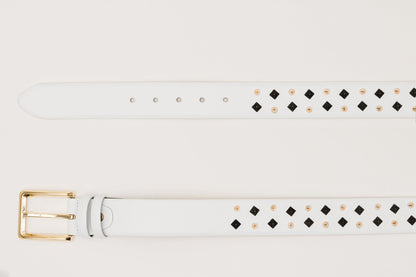The Infanta White Spike Leather Belt