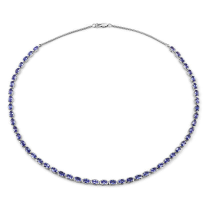 Collar de plata de ley .925 con tanzanita genuina de 10.00 quilates