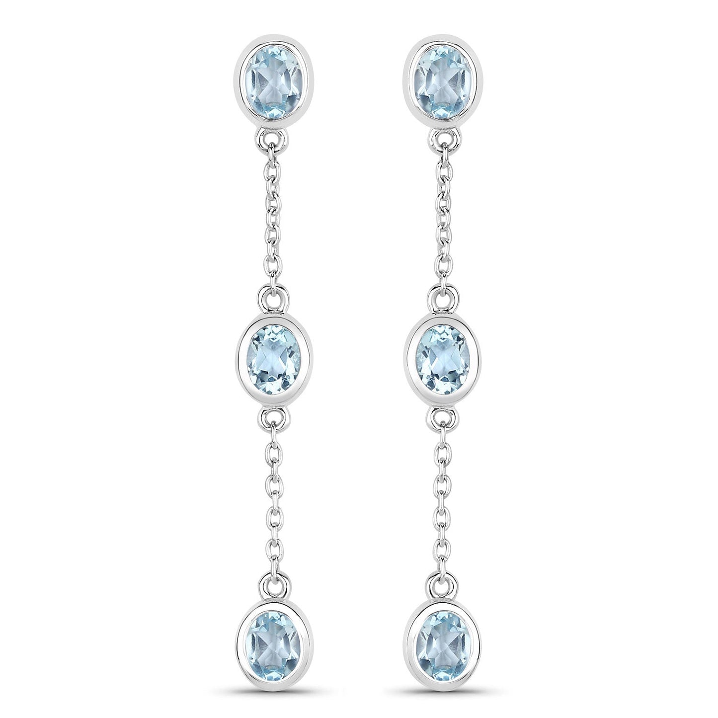 Pendientes de plata de ley .925 con topacio azul auténtico de 2,16 quilates