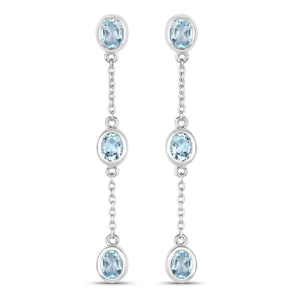Pendientes de plata de ley .925 con topacio azul auténtico de 2,16 quilates