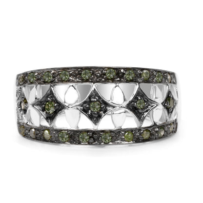 0.32 Carat Genuine Green Diamond .925 Sterling Silver Ring