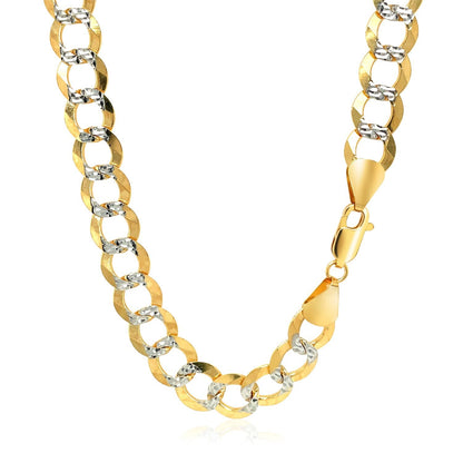 Cadena Pave Curb de oro bicolor de 14k y 8,2 mm