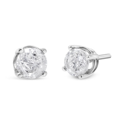 Pendientes clásicos de tuerca de oro blanco de 14K con diamante cultivado de 3/4 Cttw y 4 puntas (color F-G, claridad VS2-SI1)