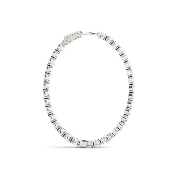Aretes de aro ovalados de doble cara con diamantes en oro blanco de 14k (2 ct. t.w.)
