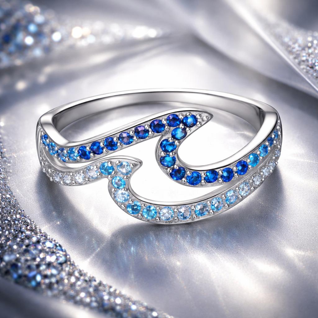 Anillo de Plata de Ley 925 Bañado en Oro Blanco con Circonitas, Talla 6.0 para Mujer