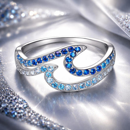 Anillo de Plata de Ley 925 Bañado en Oro Blanco con Circonitas, Talla 6.0 para Mujer