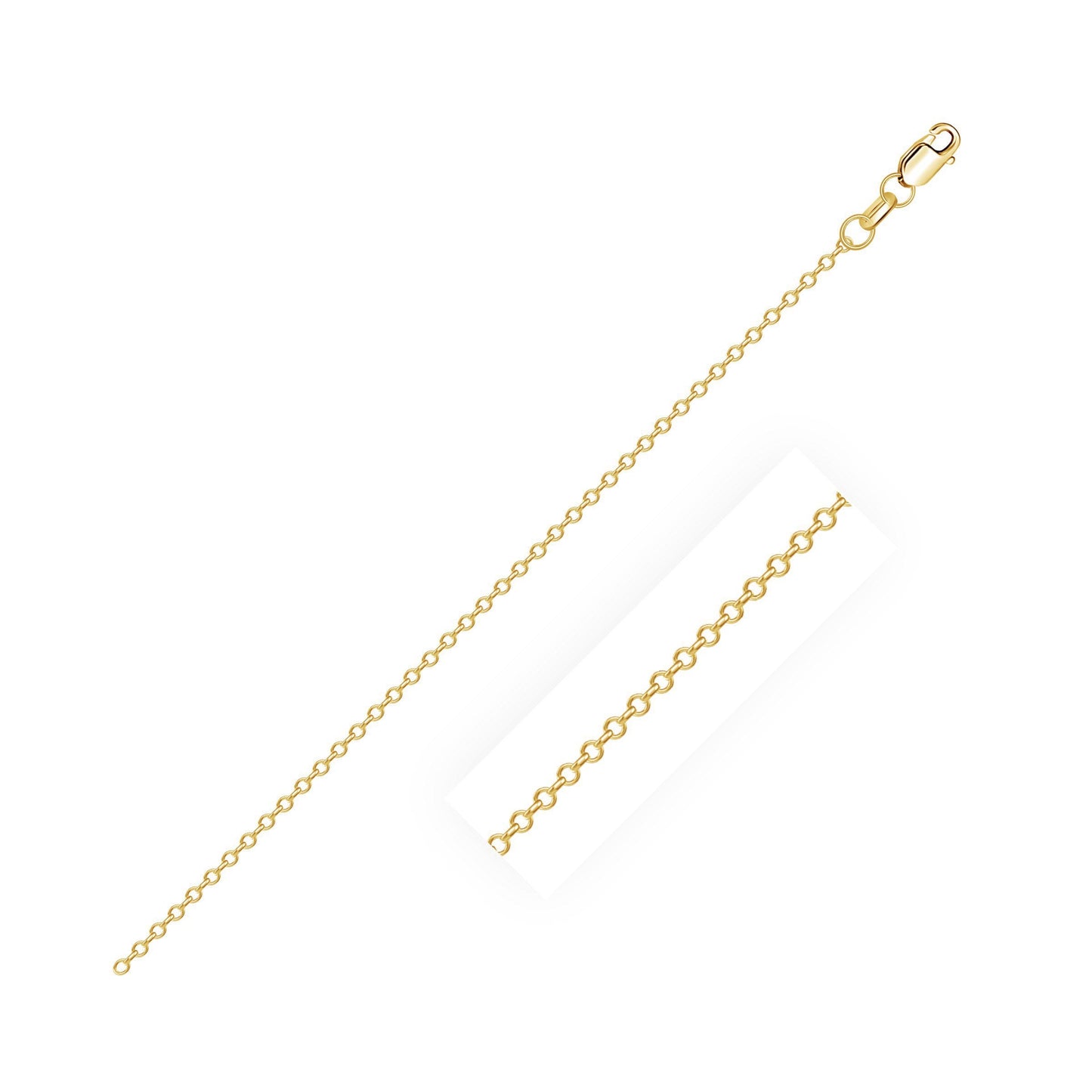 Cadena de eslabones tipo cable con corte de diamante de oro amarillo de 14k y 0.8mm