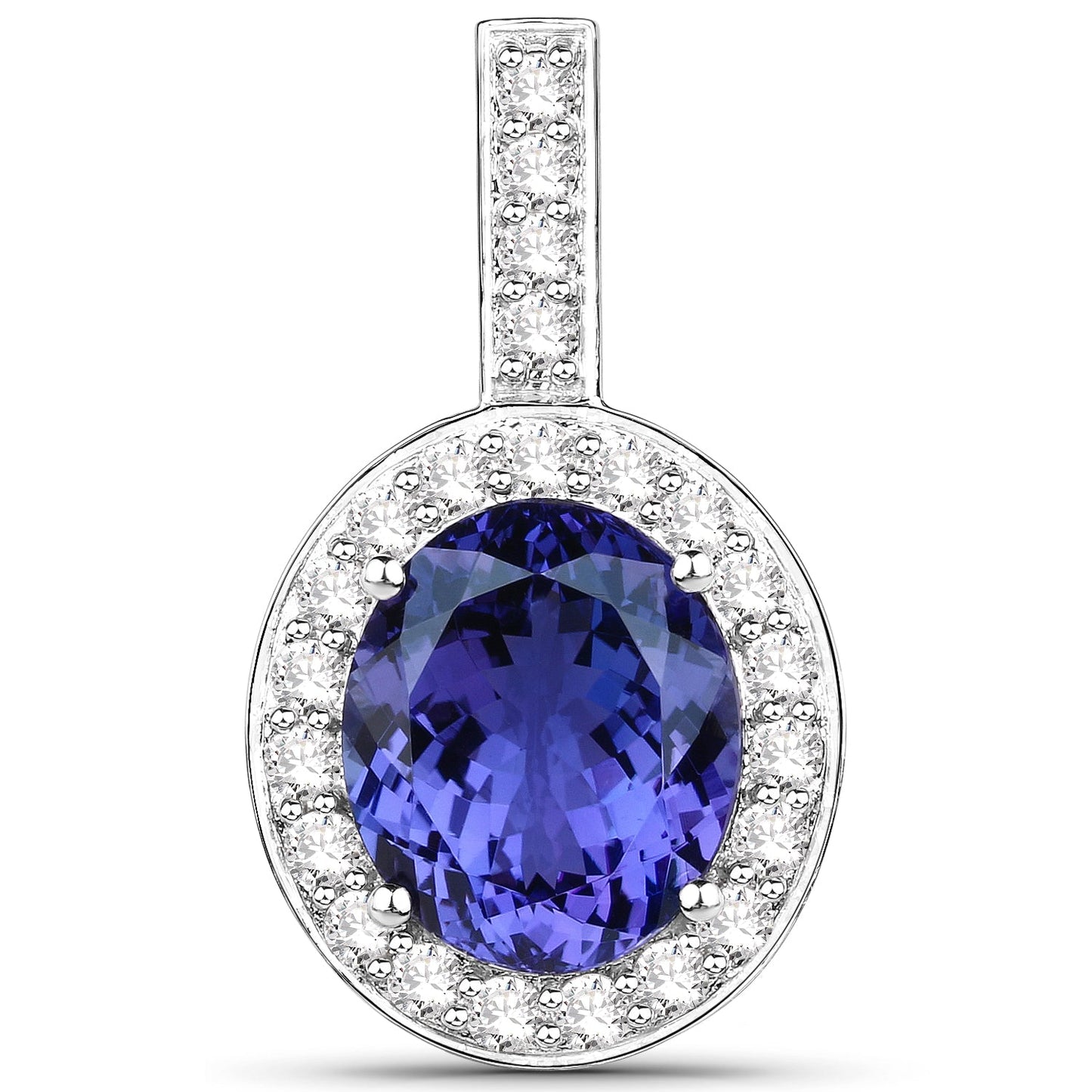 Colgante de oro blanco de 18K con tanzanita auténtica de 10,15 quilates y diamantes blancos