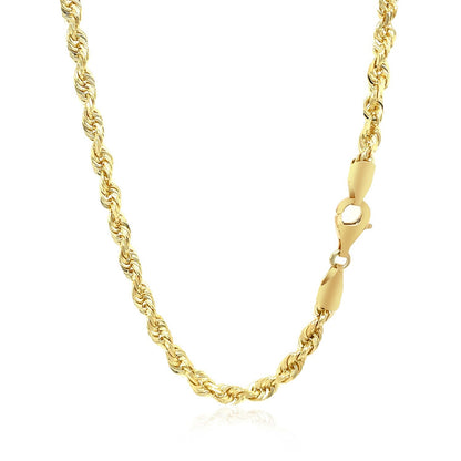 Cadena de soga sólida de oro amarillo de 10k con corte de diamante de 4.0mm