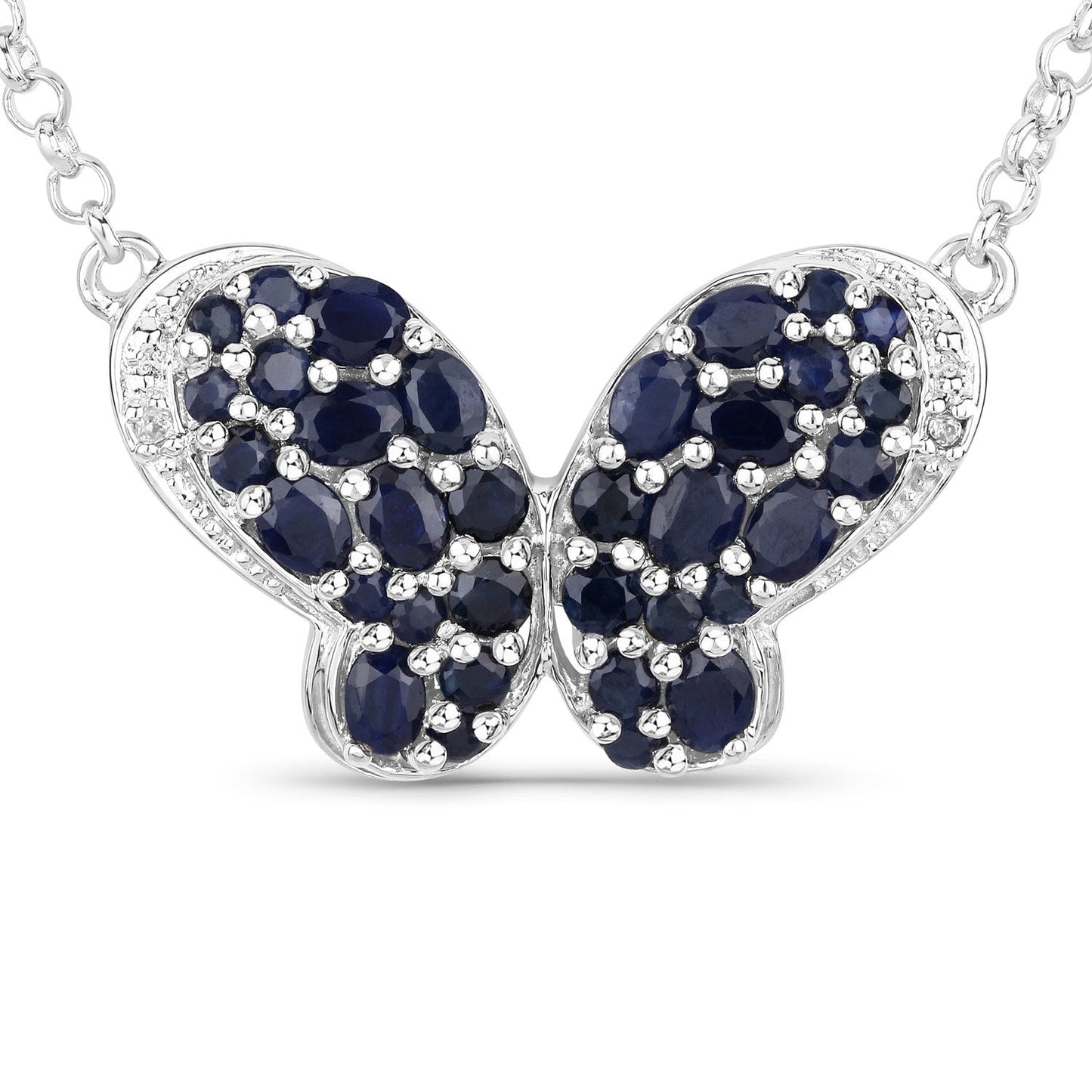Colgante de plata de ley .925 con zafiro azul genuino de 3.83 quilates y circonitas blancas