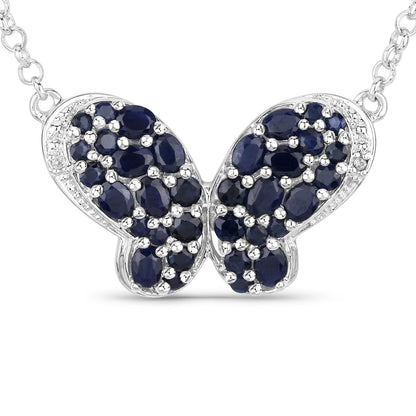 Colgante de plata de ley .925 con zafiro azul genuino de 3.83 quilates y circonitas blancas
