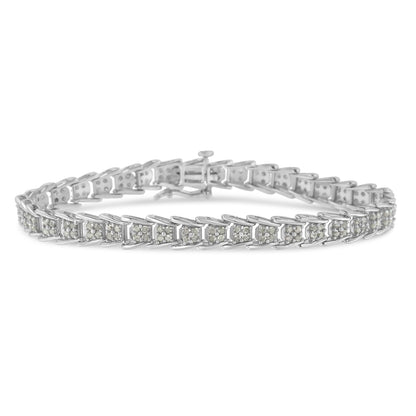 Pulsera de tenis de eslabones en forma de abanico de oro blanco de 10k con diamantes de 2 ct (claridad I-J, color I3) - Tamaño 7.25"