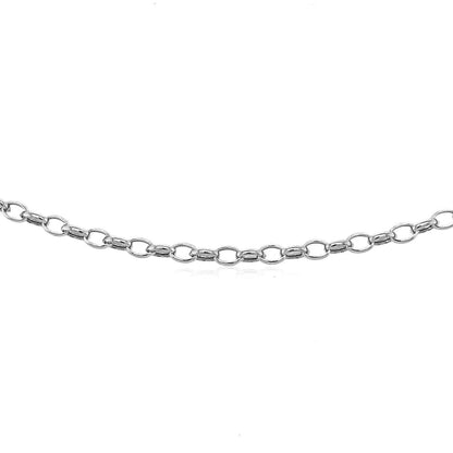 Pulsera Rolo Ovalada de Oro Blanco de 14k de 3.2mm