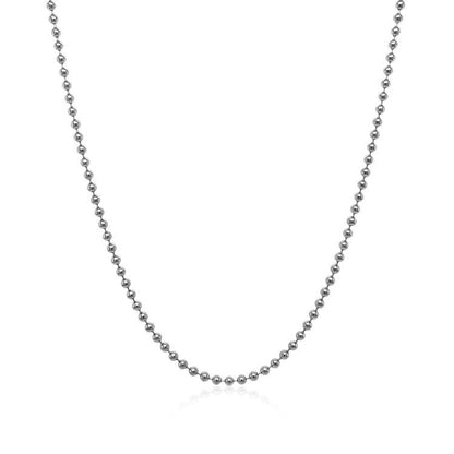 Cadena de cuentas de oro blanco de 14k de 1,5 mm