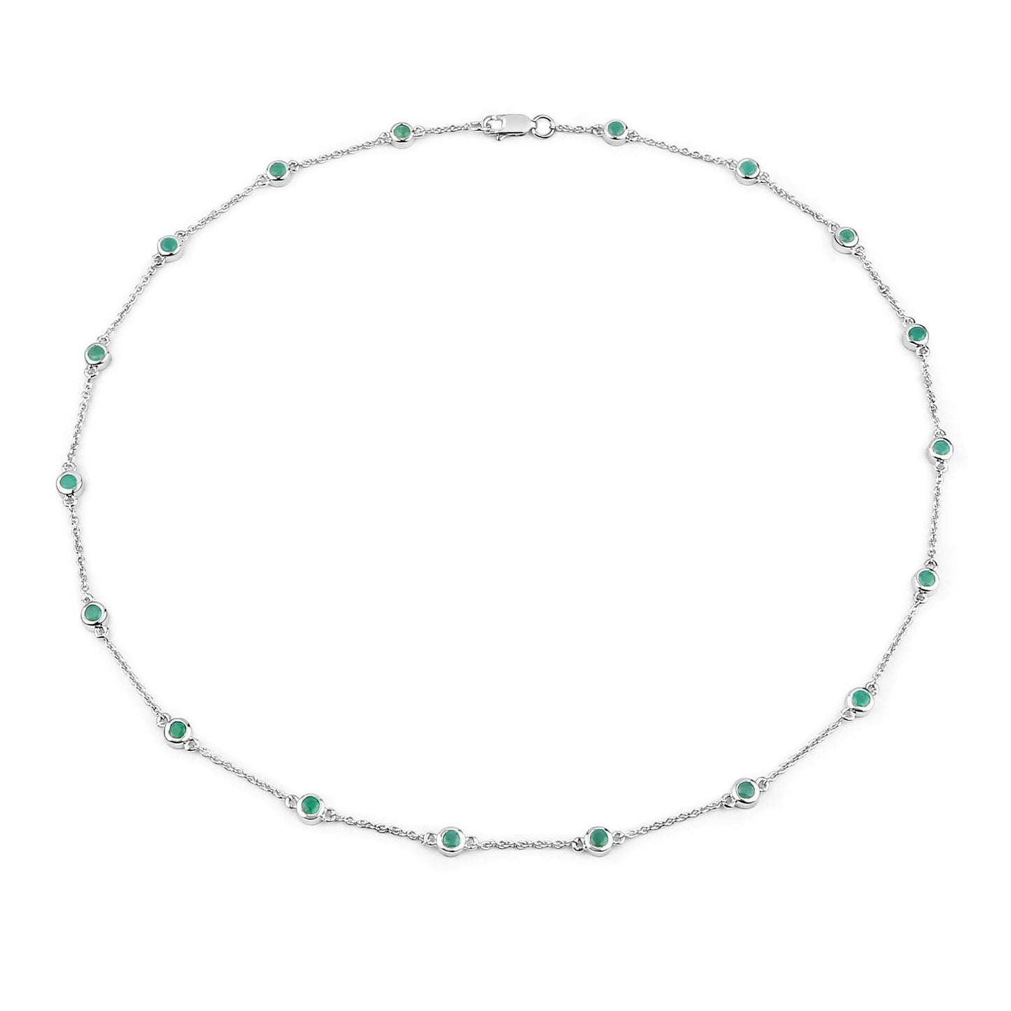 Collar de plata de ley .925 con esmeralda auténtica de 1.80 quilates