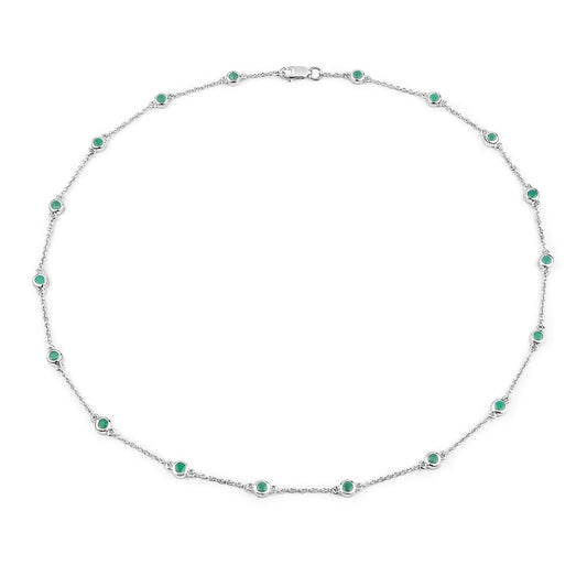Collar de plata de ley .925 con esmeralda auténtica de 1.80 quilates