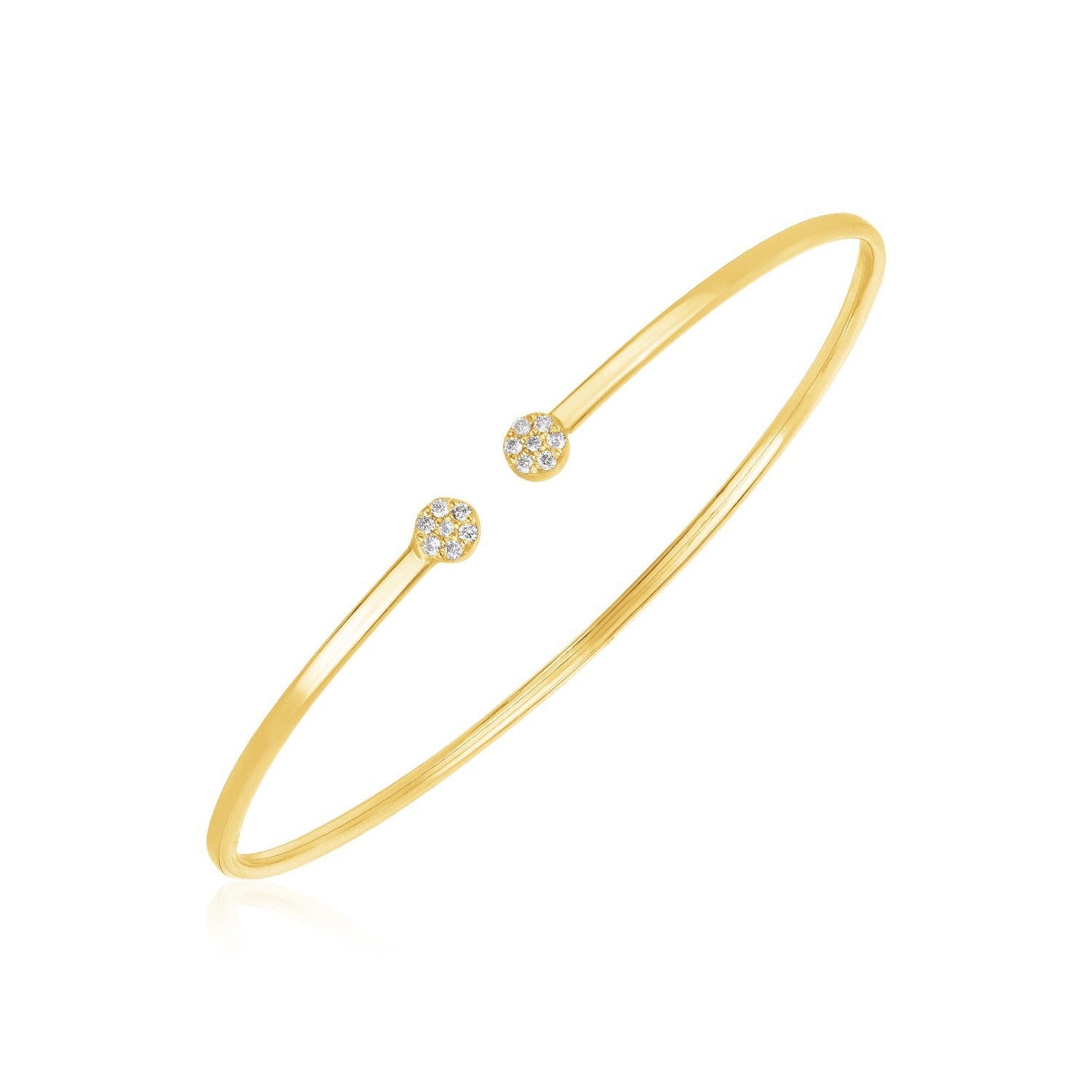 Brazalete de oro amarillo de 14k de alto pulido con racimo de diamantes (2mm)