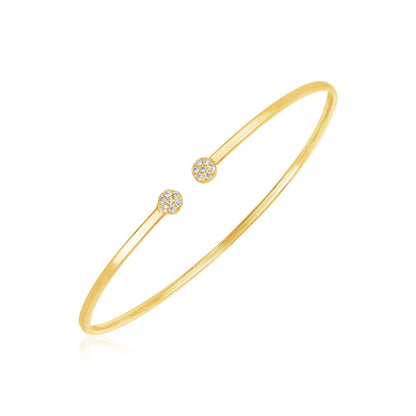 Brazalete de oro amarillo de 14k de alto pulido con racimo de diamantes (2mm)