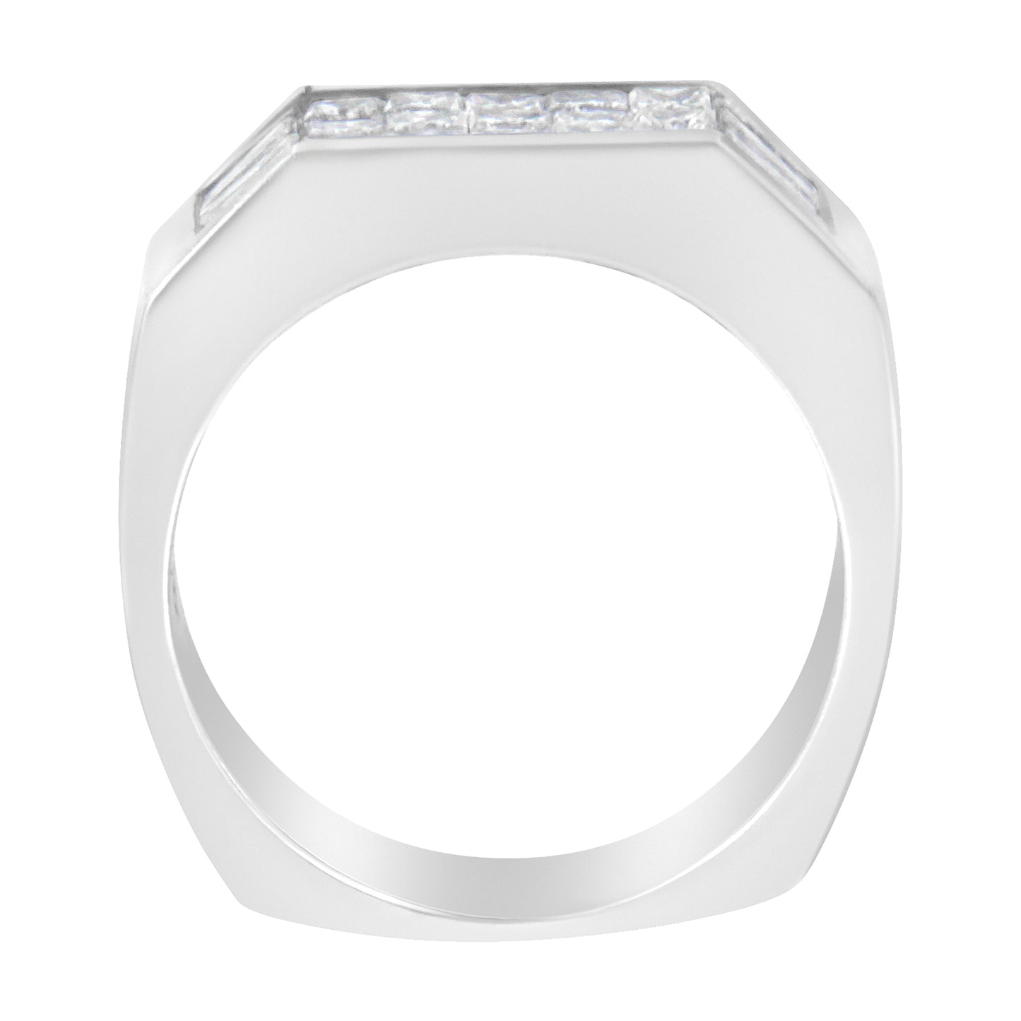 Anillo de diamantes de oro blanco de 14 quilates (1 3/4 quilates en total, color G-H, claridad VS2-SI1)