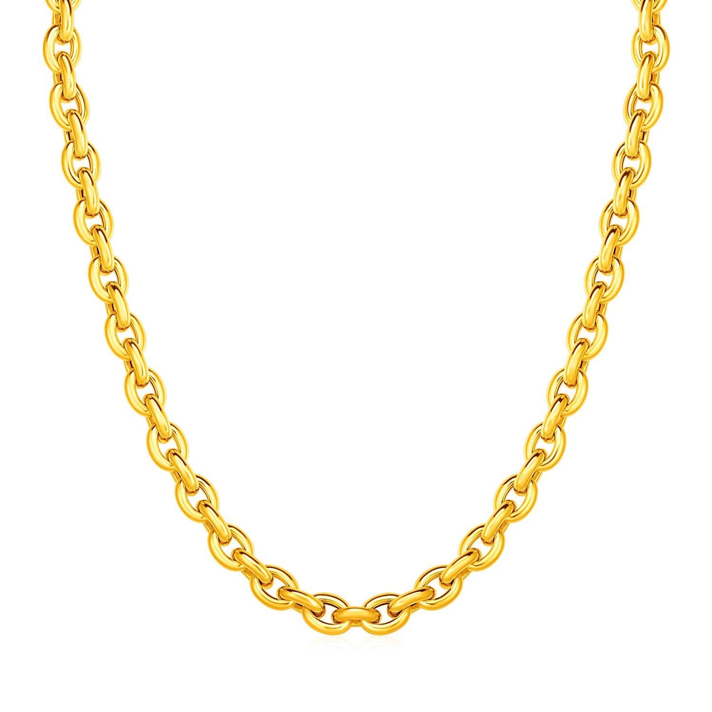 Collar de eslabones ovalados pulidos de oro amarillo de 14k