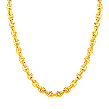 Collar de eslabones ovalados pulidos de oro amarillo de 14k