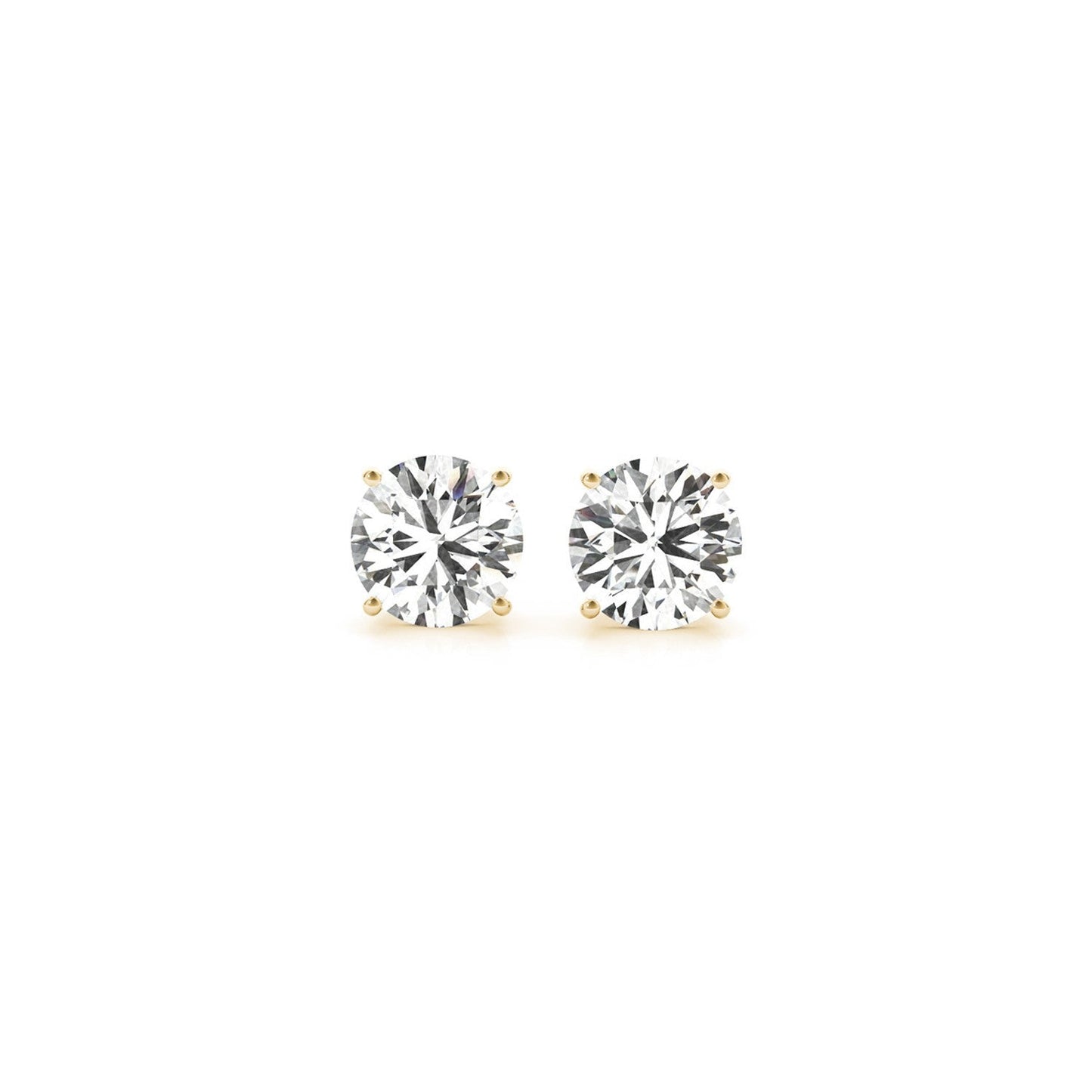 Aretes de oro amarillo de 14k con diamantes redondos cultivados en laboratorio IGI certificados de 1 1/2 cttw (G/VS2)