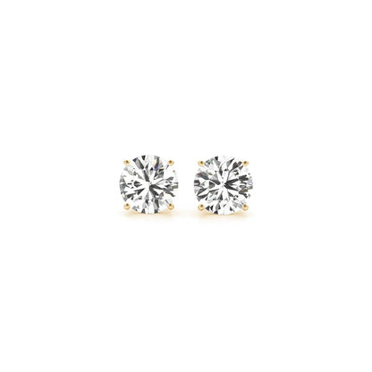 Aretes de oro amarillo de 14k con diamantes redondos cultivados en laboratorio IGI certificados de 1 1/2 cttw (G/VS2)