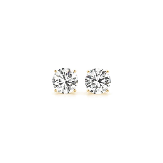 Aretes de oro amarillo de 14k con diamantes redondos cultivados en laboratorio IGI certificados de 1 1/2 cttw (G/VS2)