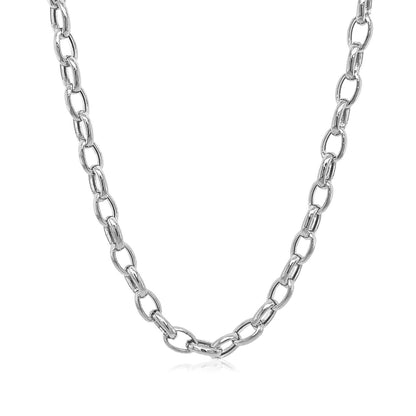 Cadena rolo ovalada de oro blanco de 14k y 4.6mm