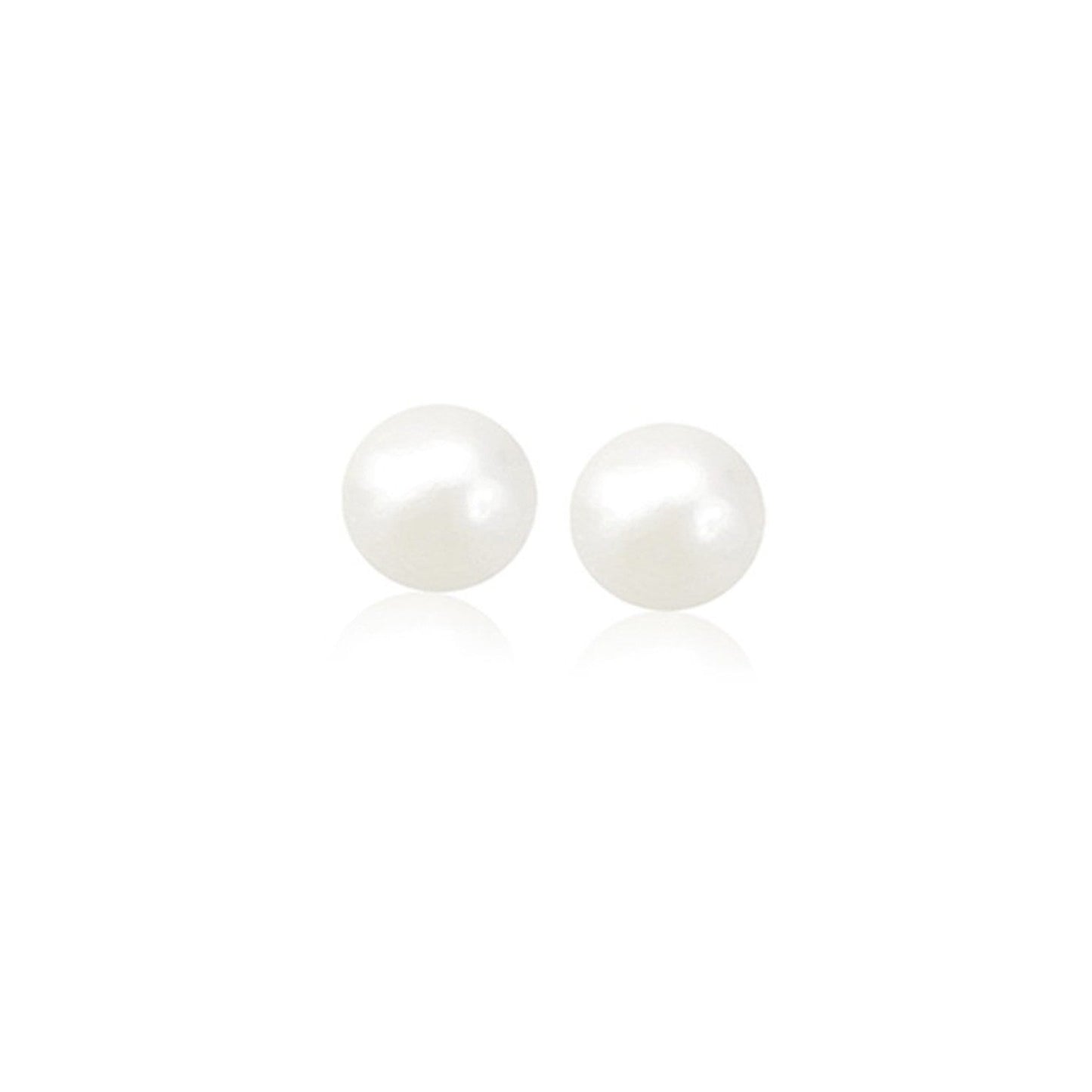 Pendientes de 14k de oro amarillo con perlas cultivadas de agua dulce, blancas (6.0 mm)