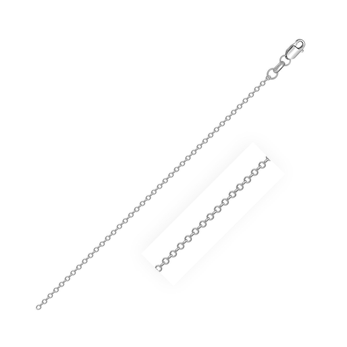 Cadena de cable de plata de ley rodiada de 0,8 mm