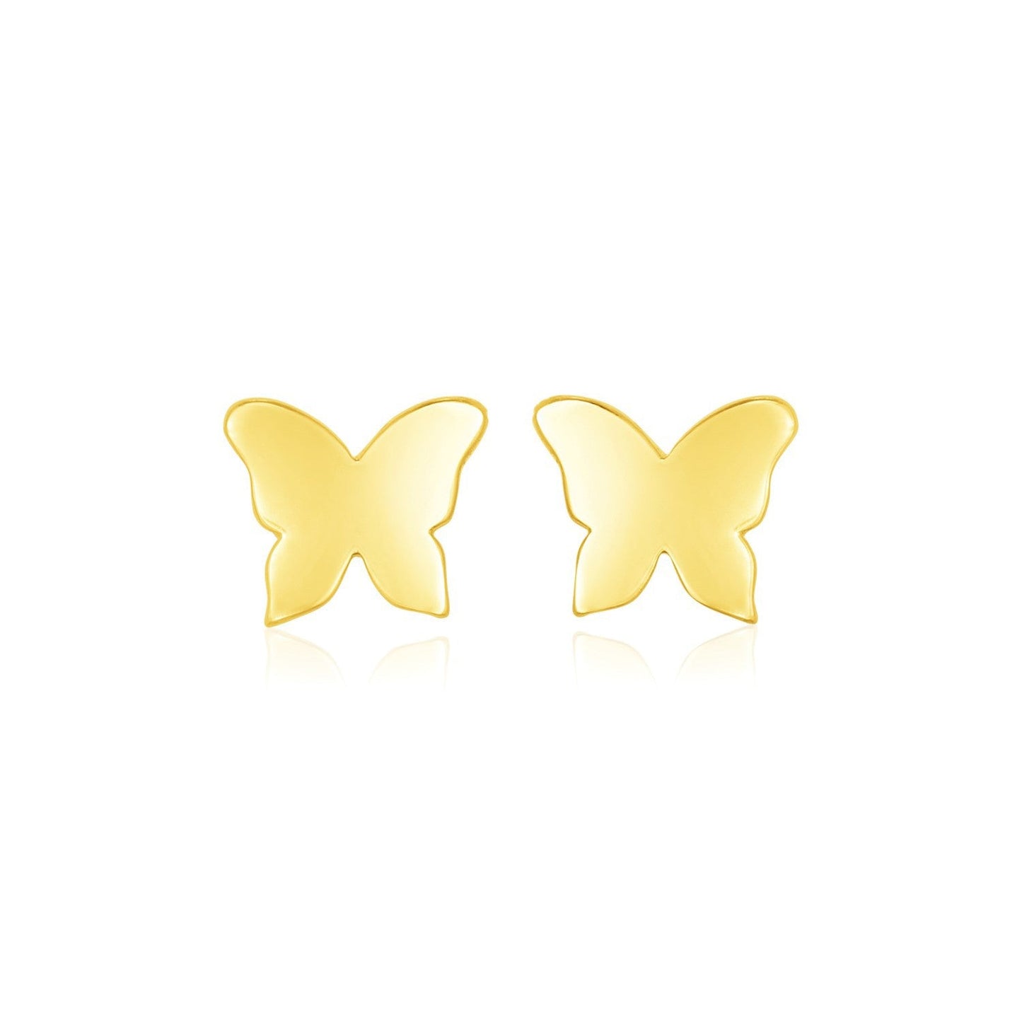 Pendientes de mariposa pulidos de oro amarillo de 14 quilates