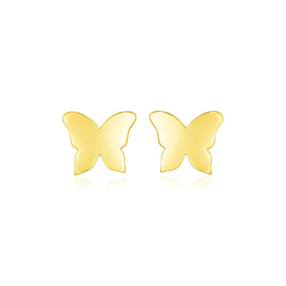 Pendientes de mariposa pulidos de oro amarillo de 14 quilates